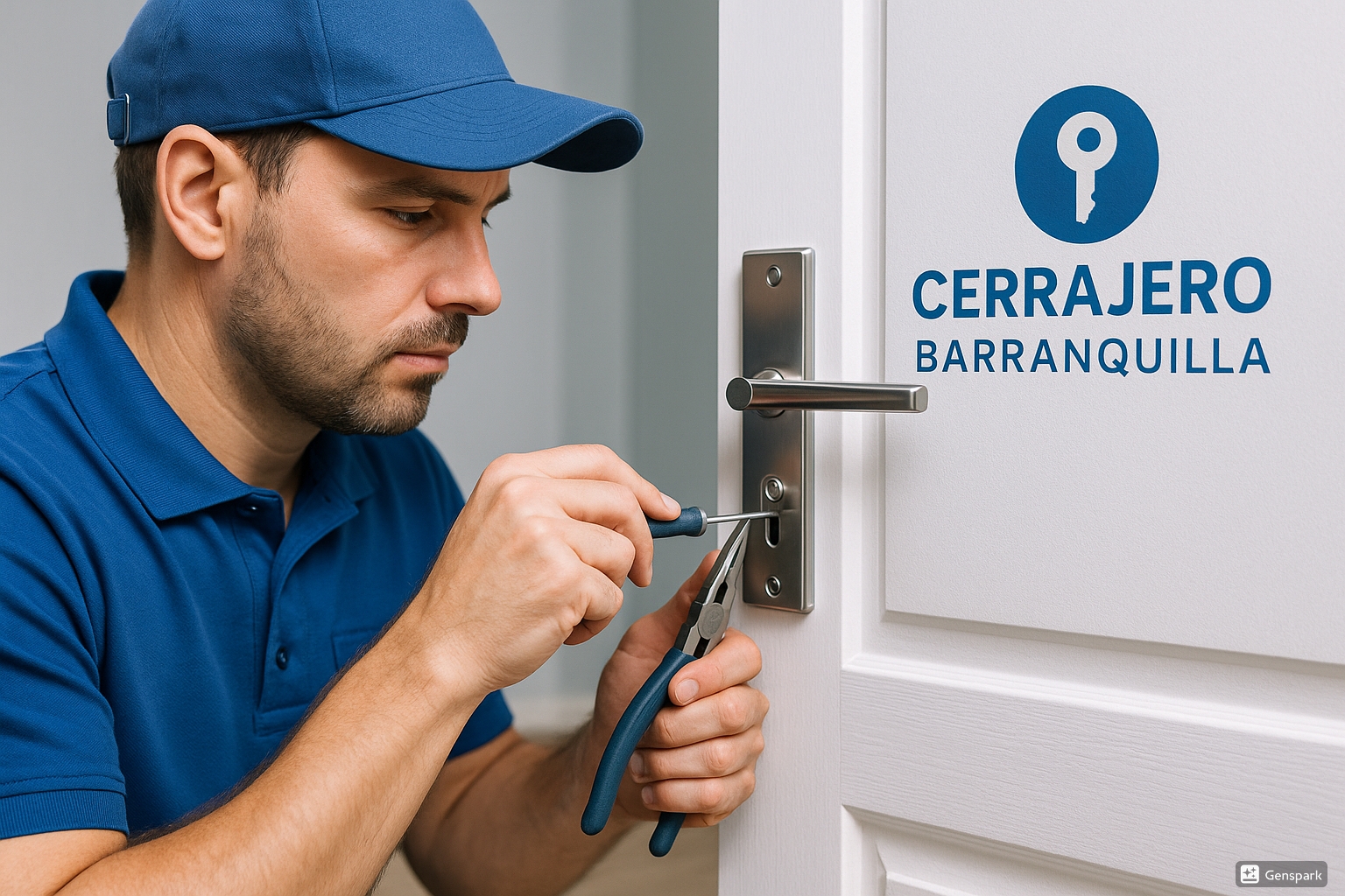 Cerrajero profesional instalando cerradura